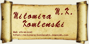 Milomira Komlenski vizit kartica